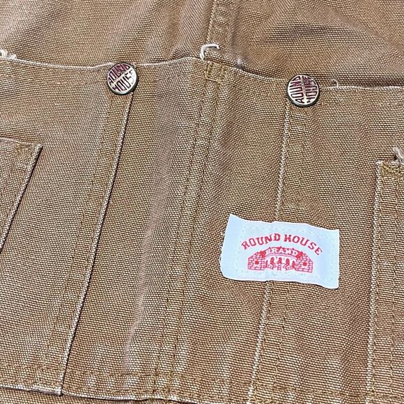 Round House Overalls Mens 44x32 Brown Duck Canvas Double Knee Bib Hammer Loop - Picture 5 of 15